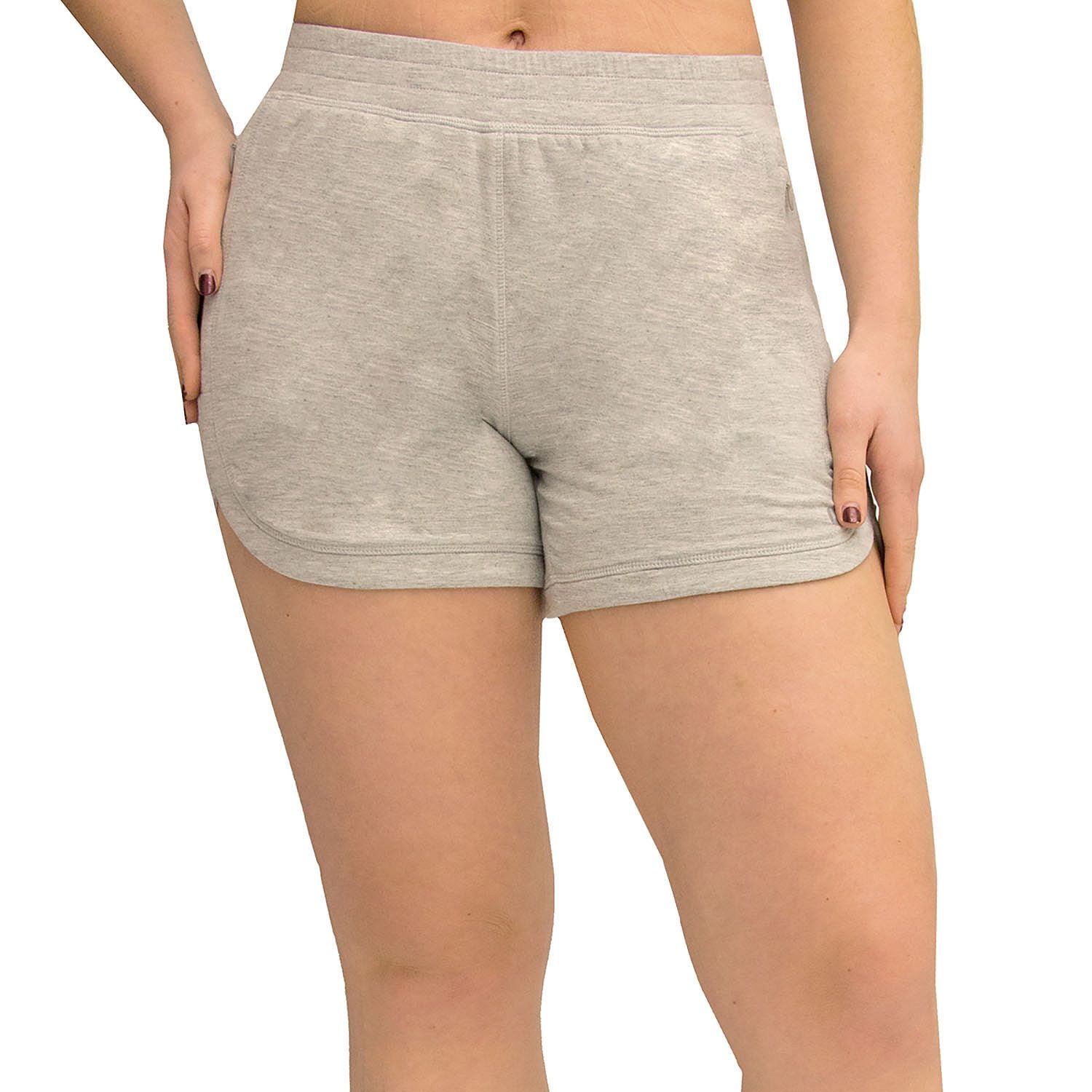 Active Life Womens Active Terry W/Zipper Pockets Short, Heather Grey - ADDROS.COM